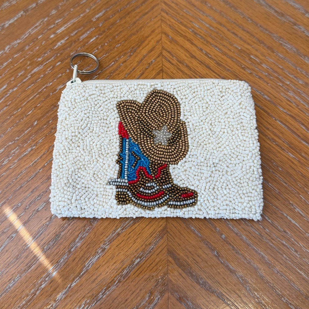 NWOT Tiana NY Beaded Cowboy Boot & Hat Coin Purse Pouch